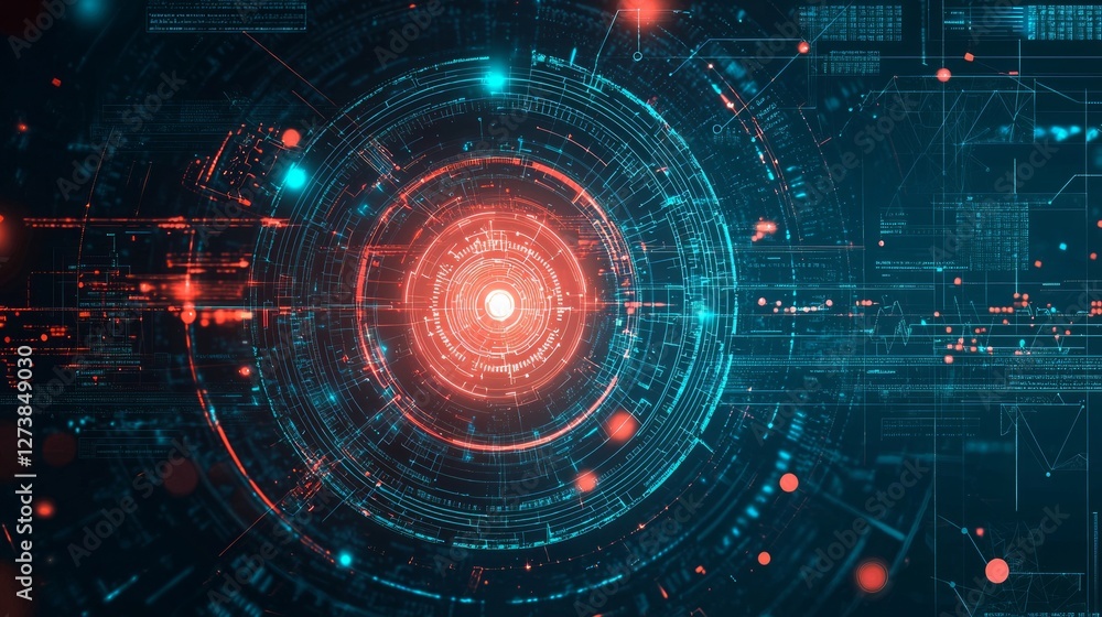 Poster abstract futuristic technology data network visualization