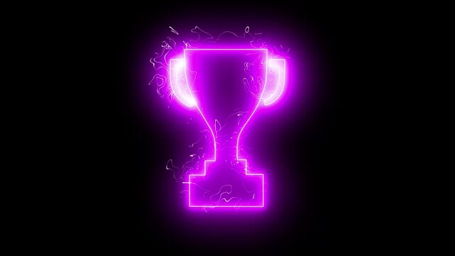  Neon world cup champions trophy prize 4k video animation.