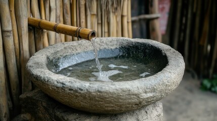 Fototapeta premium A person filling a glass with clean drinking water from a modern kitchen faucet.