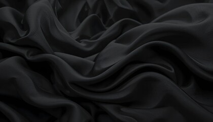 Obraz premium Flowing black fabric texture studio gigapixel cgi soft lighting abstract concept