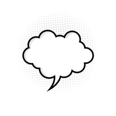 Simple comic cloud speech bubble with halftone. retro empty comic text cloud. pop art style. vector illustration