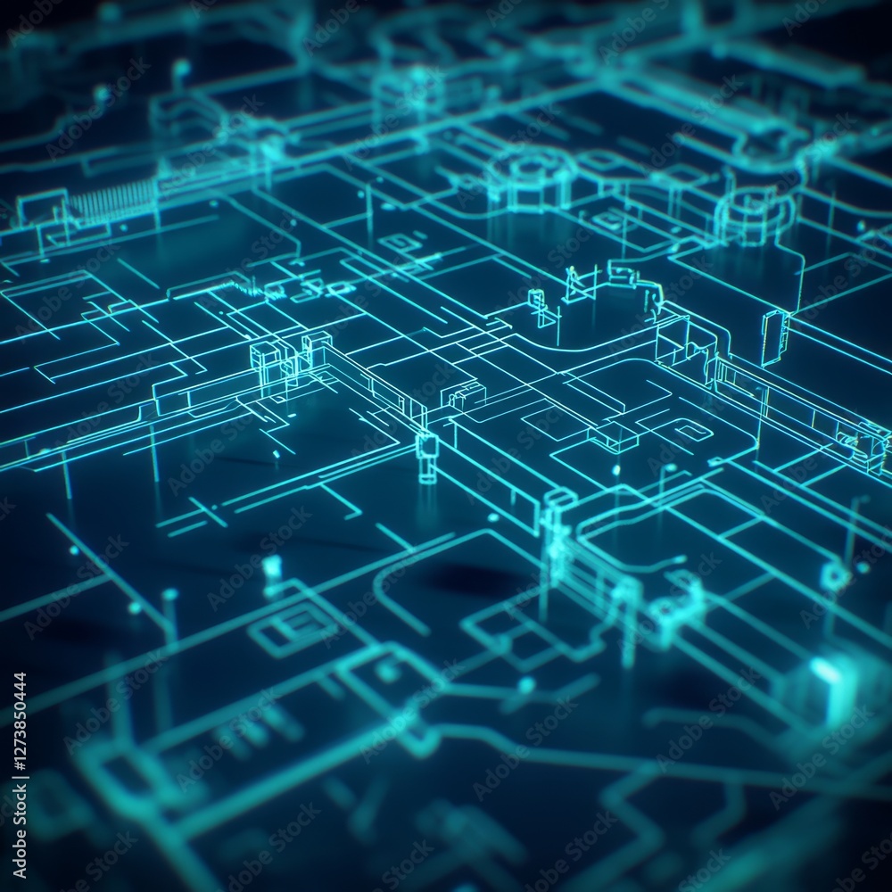 Poster futuristic digital circuitry network design abstract
