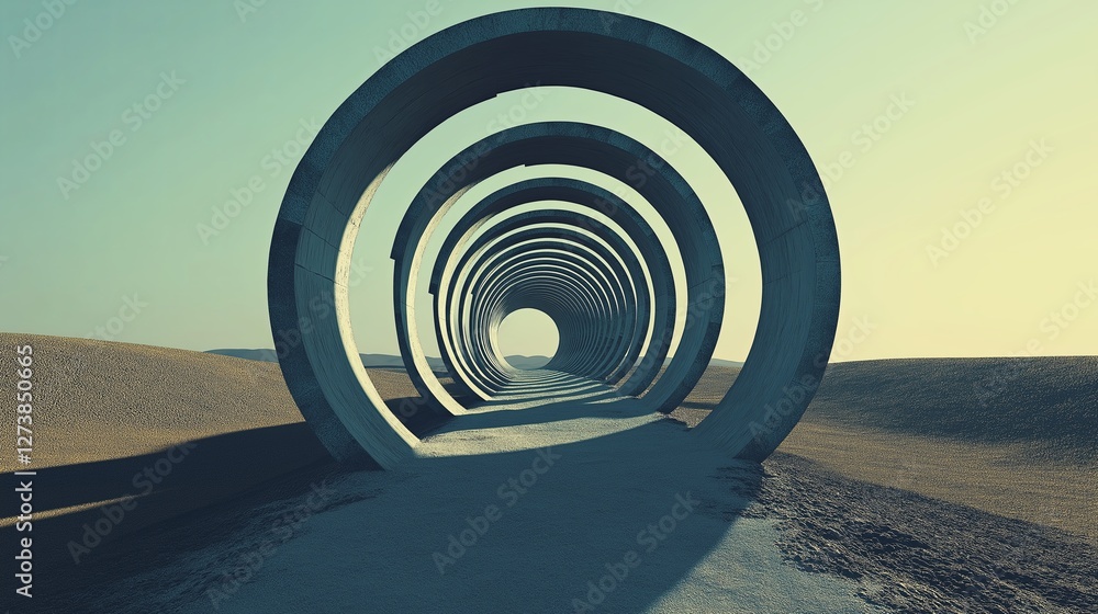 Poster A series of perfect circles shrinking into the distance.