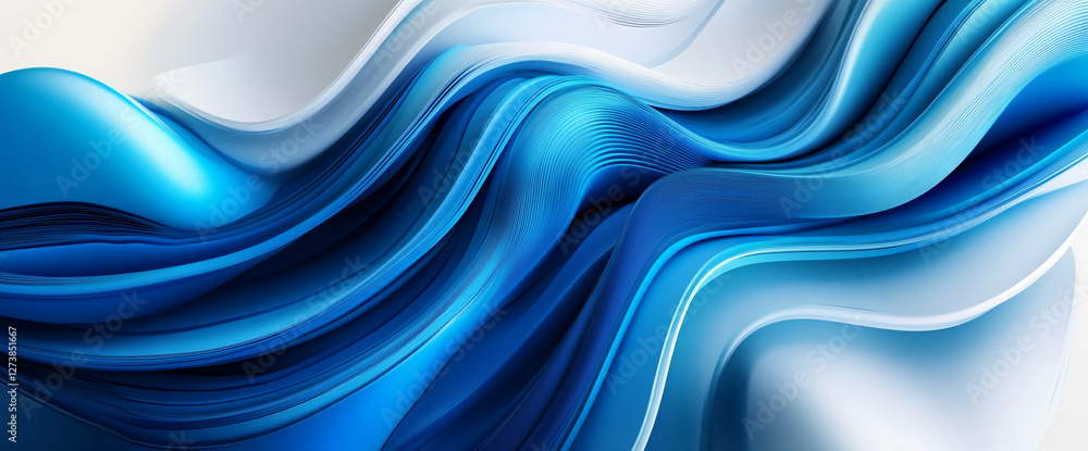 Aufkleber abstract wave patterns in shades of blue, creating fluid motion, symbolizing flow, modern design, an