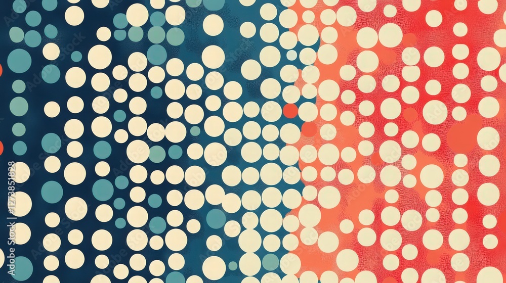 Poster abstract background with colorful dots arrangement and halftone effects