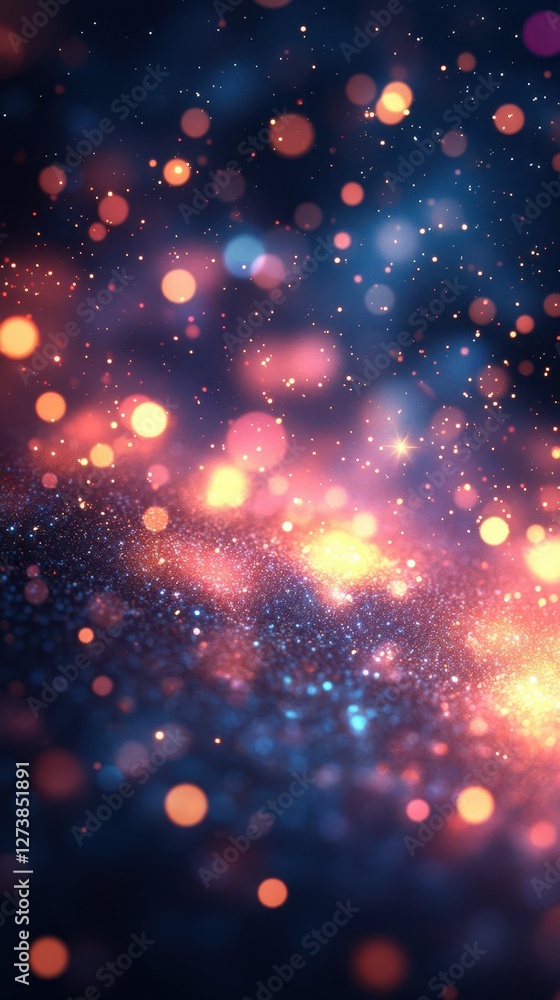 Poster colorful glowing orbs create a dreamy abstract background with depth and shimmer in a dark setting