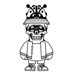 Mascot character design cartoon ladybug hat outline