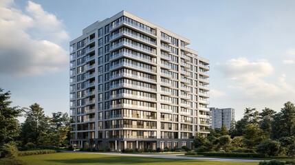 Modern Apartment Building in Lush Green Surroundings