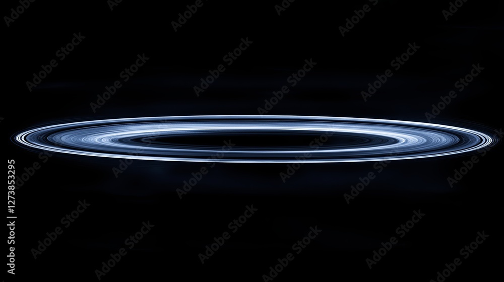 Poster a planet with a single thin ring circling it.