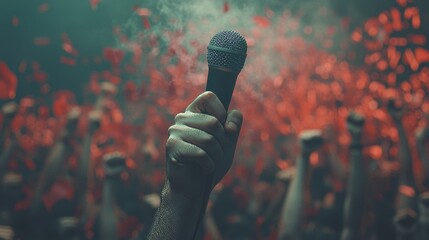 Performances in live sound environments often feature microphones with a vivid cybernetic tone captured from a top view’ becomes ‘A top view of microphones during live performances highlights their