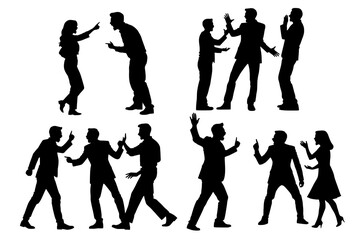 shadow shilloute People  are showing quarrel gesture Yelling at each other