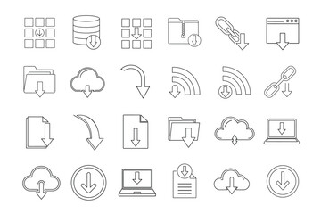 Fototapeta premium editable line art of download icon set on whiter background 