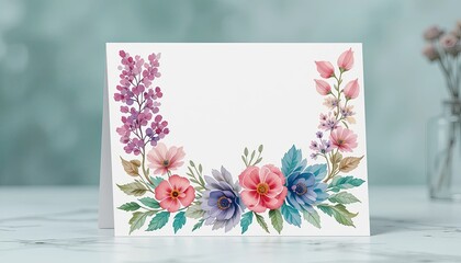Floral greeting card design studio digital art bright atmosphere eye-level nature inspired