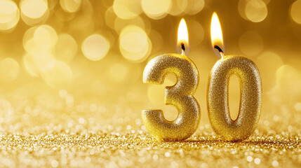 30th anniversary numbers in metallic candles.