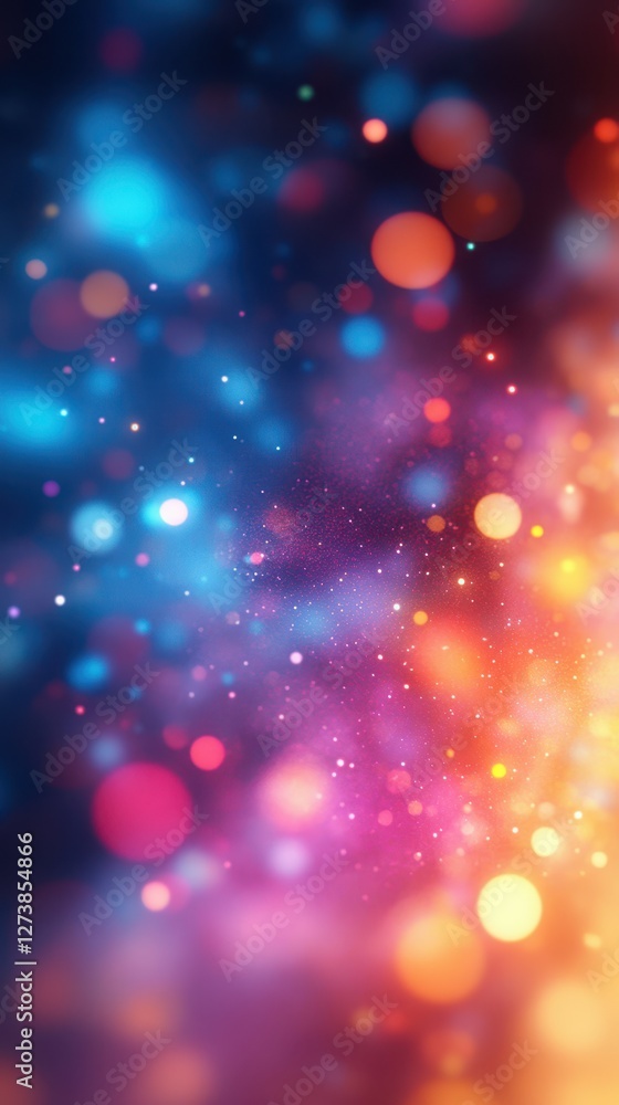 Poster vibrant abstract lights with a blend of colors and bokeh effects creating a magical atmosphere in a 