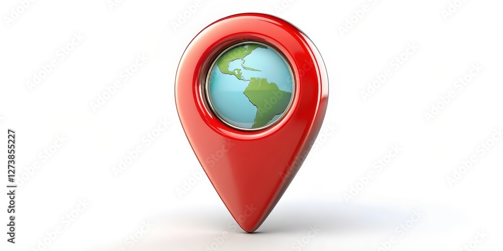 Poster red map pointer with globe