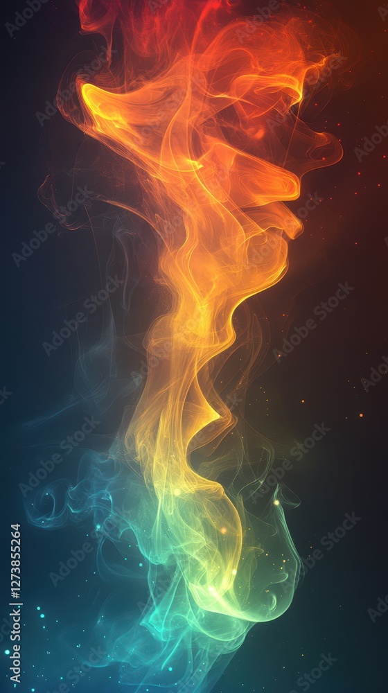 Aufkleber vibrant swirls of orange and blue create a mesmerizing abstract pattern in dark background