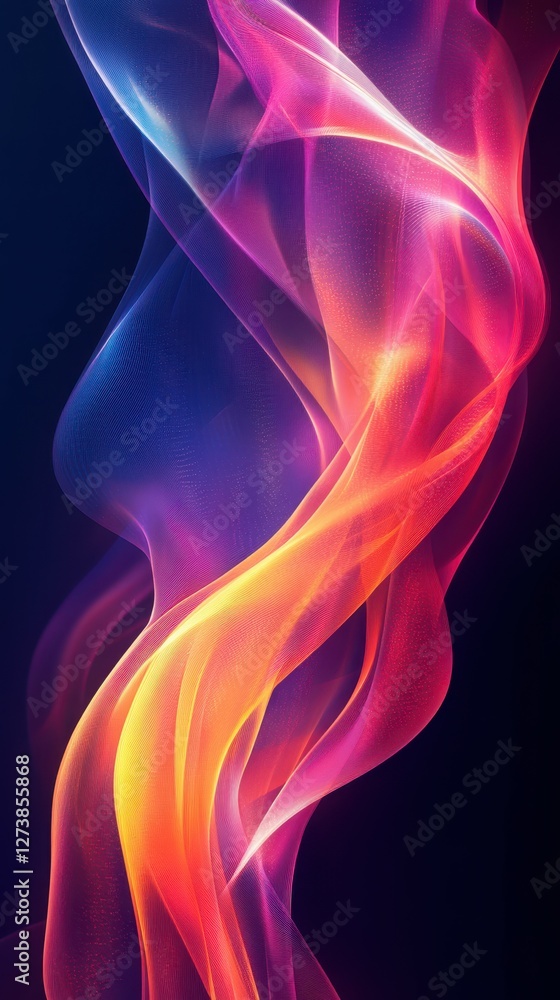 Poster colorful waves of light dancing in a dark background creating mesmerizing abstract patterns in a sur