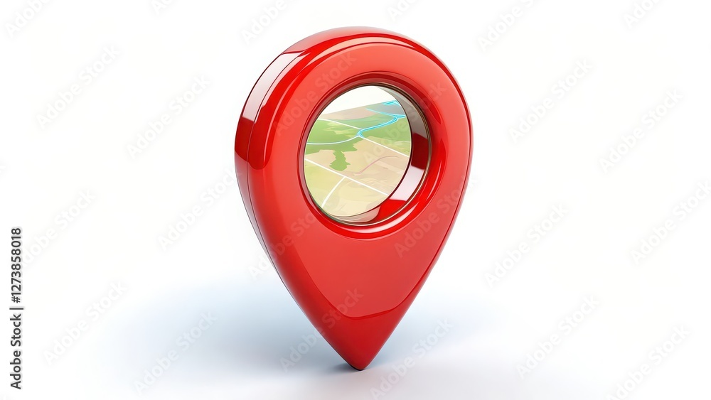 Poster red map pointer icon on white background