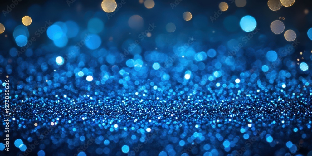 Poster sparkling blue glitter shines brightly in a festive setting with warm bokeh lights creating an encha