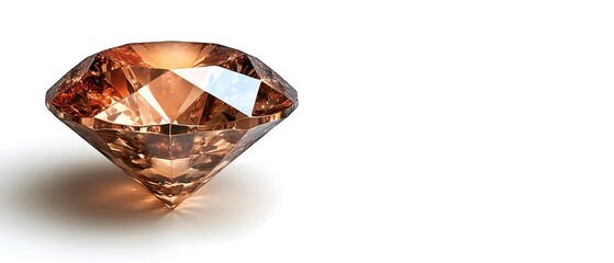 Sparkling gemstone on white background showcasing facets and brilliance in a studio shot