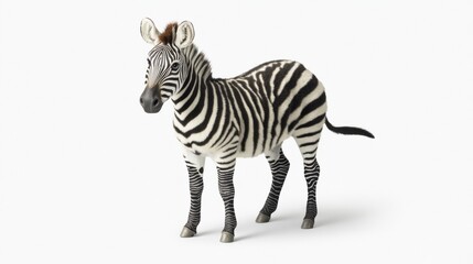 Obraz premium Zebra with Black and White Stripes Standing on a Plain White Background