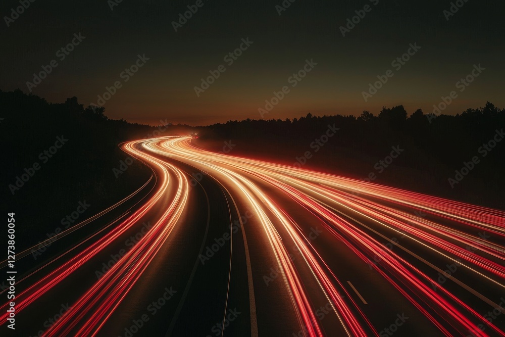 Poster the road's speed is represented by abstract red lines that are colored red
