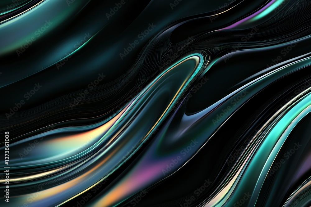 Poster abstract colorful wavy background flowing smoothly in dark environment