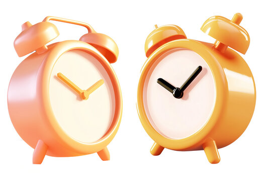 Cute 3D clock design showcasing smooth surface against a white background in playful orange hues