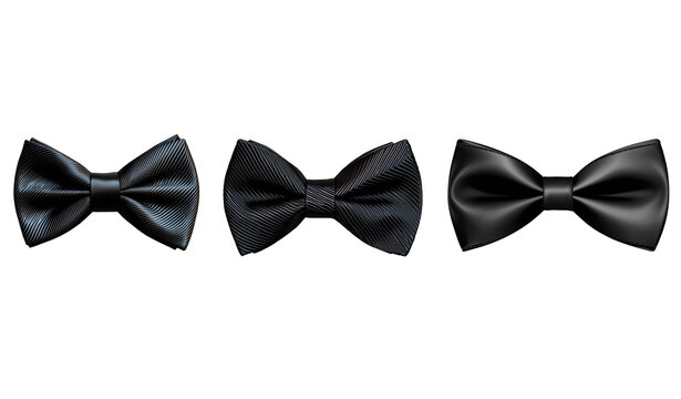 Collection of stylish mens bow ties in black showcasing various textures and designs for formal occasions