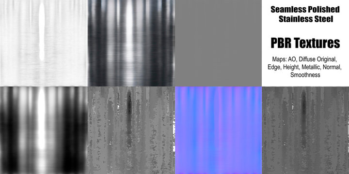 Seamless Polished Stainless Steel PBR Texture 3D Design