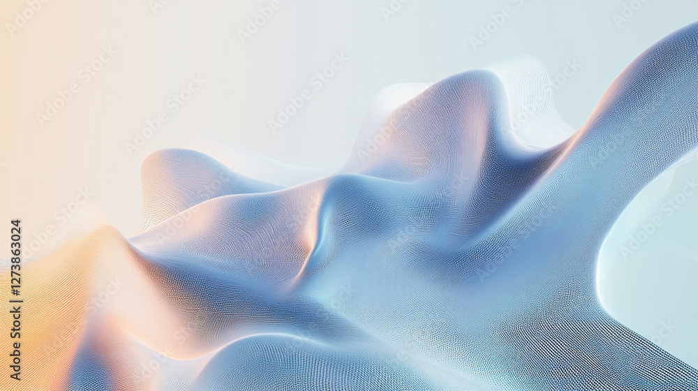 Poster abstract soft gradient of blue and orange hues flowing in a smooth, wave-like motion, symbolizing en