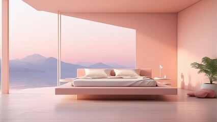 Fototapeta premium Dreamlike and surrealistic landscape in purplish tones