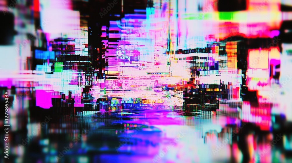 Poster digital distortion effect creating abstract glitch art background