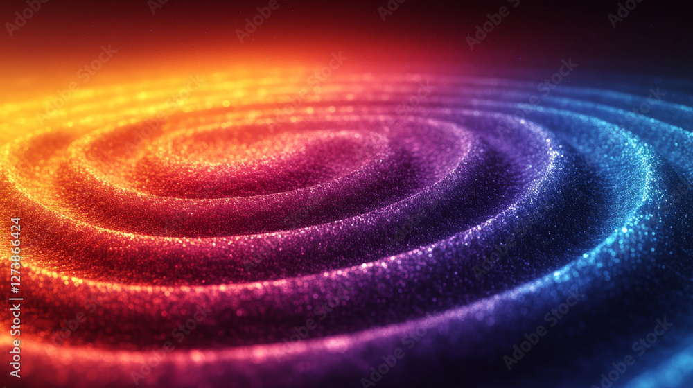 Poster vibrant sound waves create mesmerizing circular pattern in vivid colors