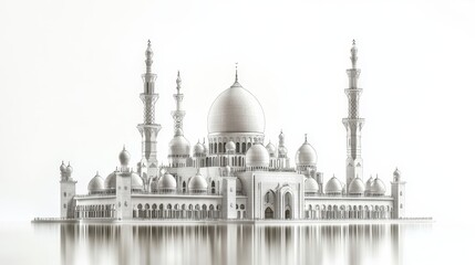 Obraz premium silver silhoutte of mosque. ramadhan wallpaper. mosque silhoutte.