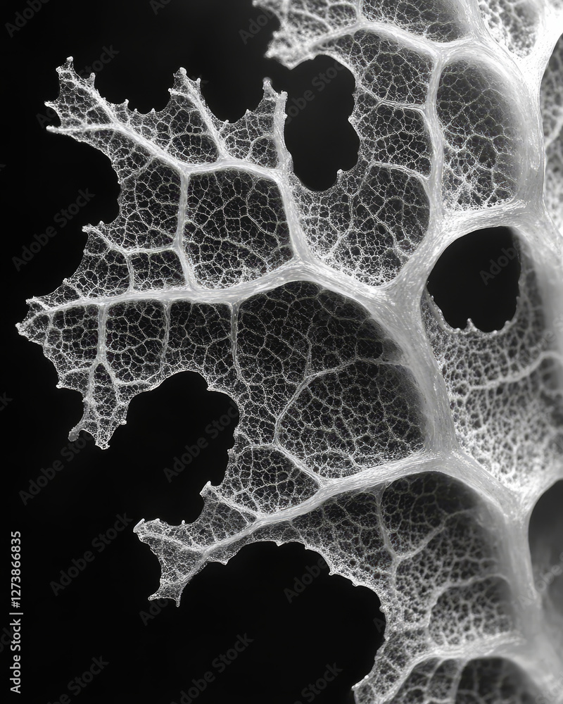 Poster close up of leaf showcasing intricate cellular structure and details