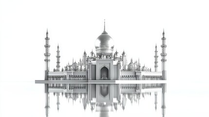 Obraz premium silver silhoutte of mosque. ramadhan wallpaper. mosque silhoutte.