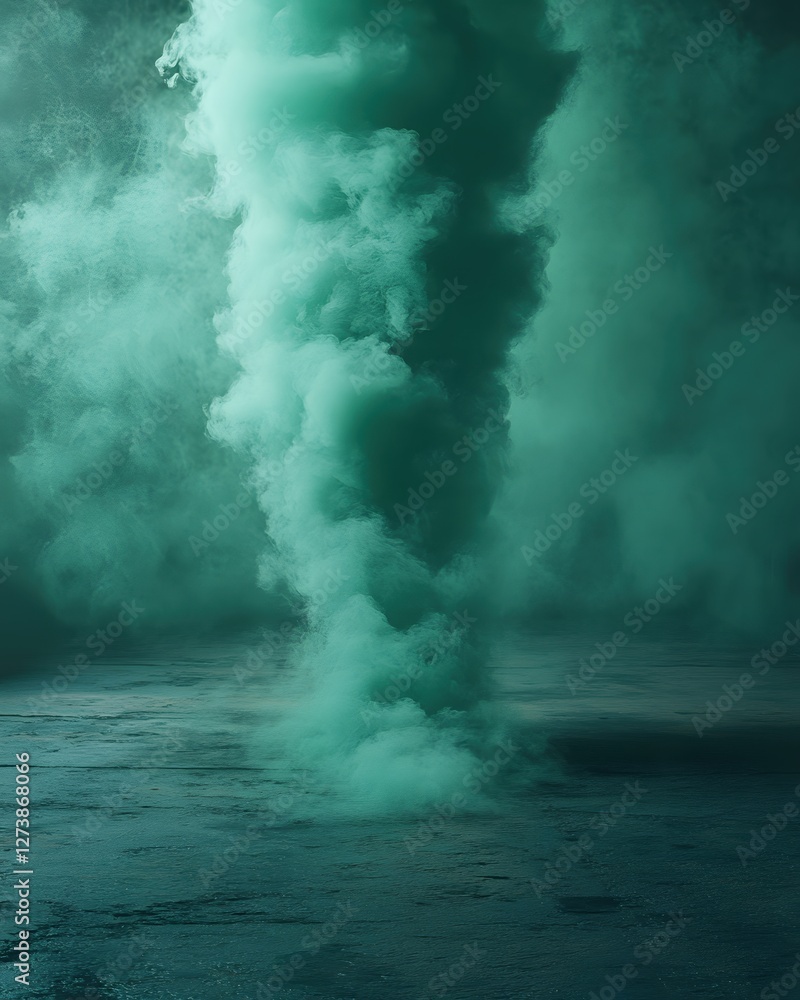 Poster ethereal green smoke rising in a dramatic display on a textured surface creating a moody scene