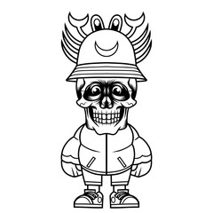 Mascot character design cartoon crab hat outline