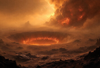 Crater originado por el impacto de un meteorito o asteroide