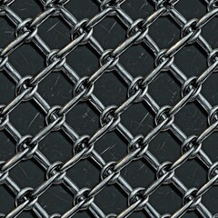 Fototapeta premium Industrial chain link texture urban setting abstract background dark environment close-up view visual concept