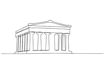 Fototapeta premium Continuous One Line Parthenon Building | Minimalist Landmark Vector Illustration