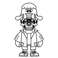 Mascot character design cartoon jellyfish hat outline