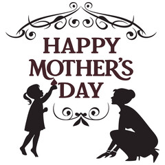 happy mothers day silhouette vector image