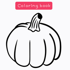 Coloring book for children, coloring page with pumpkin, vector illustration available for printing