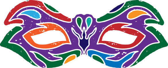 Colored carnival mask with vintage texture. A symbol of masquerade, holiday, mystery and mysticism. Suitable for design, holidays, carnivals and themed events.