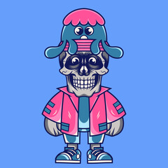 Mascot character design cartoon jellyfish hat