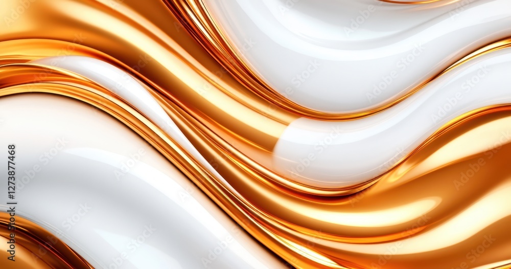 Aufkleber abstract image of flowing gold and white liquid creating elegant waves. luxury, smooth, and dynamic 