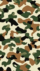 Fototapeta premium Fabric in Military Camouflage Seamless Pattern A seamless camouflage pattern in earthy tones for design and creative projects.